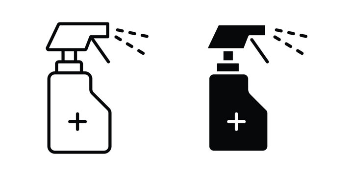 medical pump spray icon vector glyph and thin stroke collection