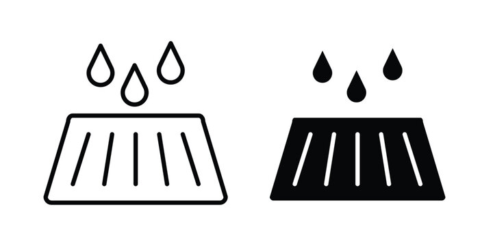 Manhole icon vector glyph and thin stroke collection