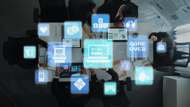 Gaming icons show online gaming, game streaming, and interactive play. Gaming supports esports, game community, and digital gaming experience. Funnel
