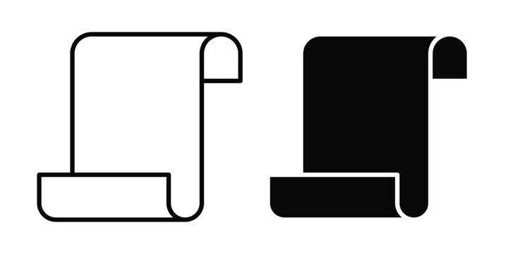 Paper Scroll icon vector glyph and thin stroke collection