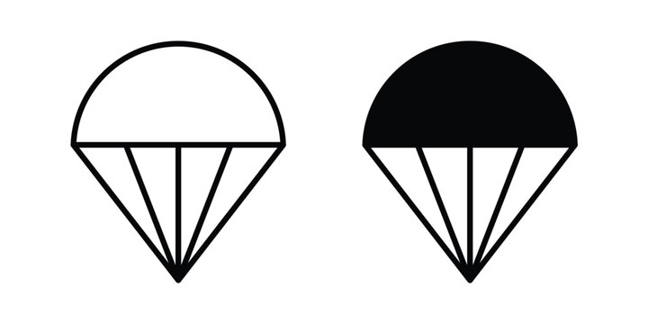 Parachute icon vector glyph and thin stroke collection
