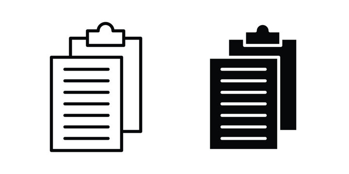 Paste icon vector glyph and thin stroke collection