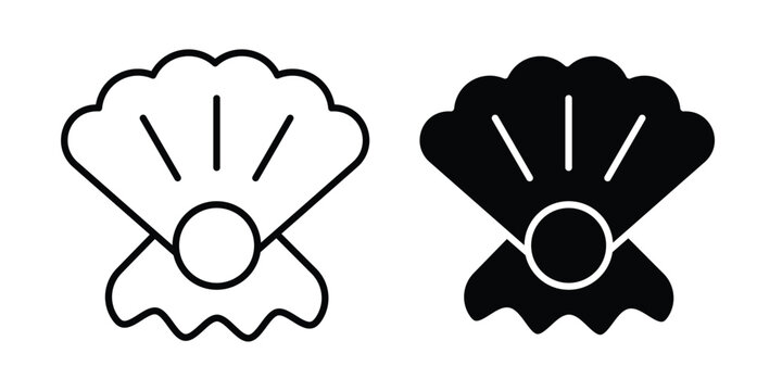 Pearl icon vector glyph and thin stroke collection