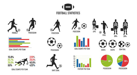 Obraz premium Football statistics infographic with charts.
