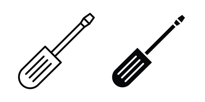Screwdriver icon vector glyph and thin stroke collection