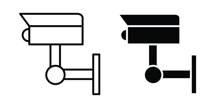Security camera icon vector glyph and thin stroke collection