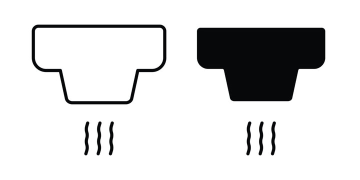 Sensor smoke icon vector glyph and thin stroke collection