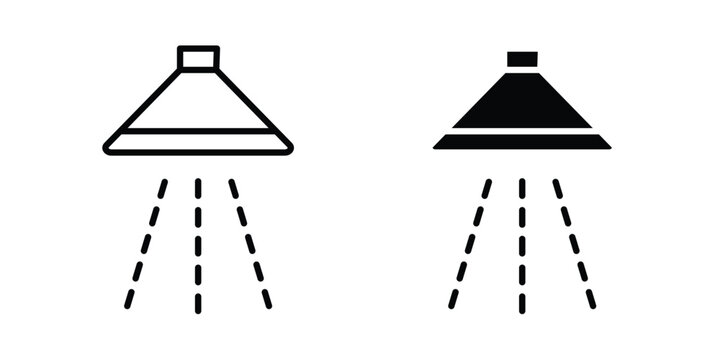 Shower down icon vector glyph and thin stroke collection