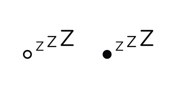Snooze icon vector glyph and thin stroke collection