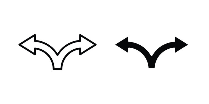 Split icon vector glyph and thin stroke collection