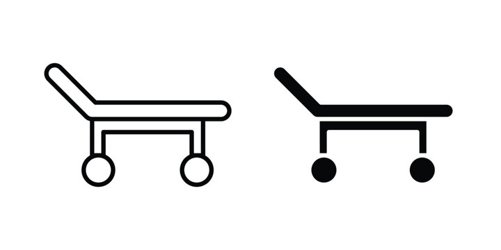 Stretcher icon vector glyph and thin stroke collection