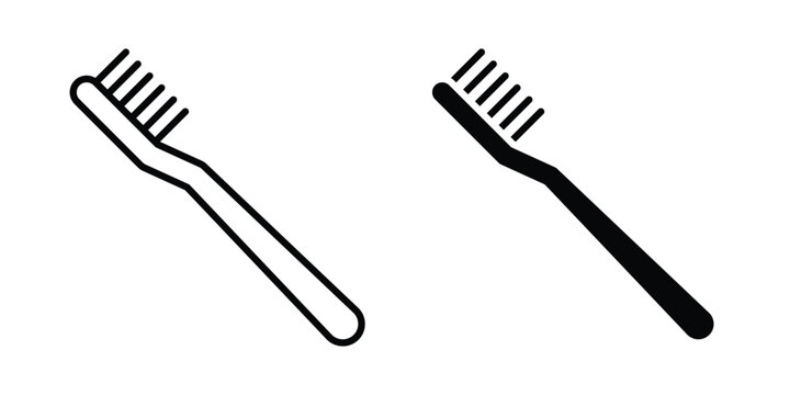 Toothbrush icon vector glyph and thin stroke collection