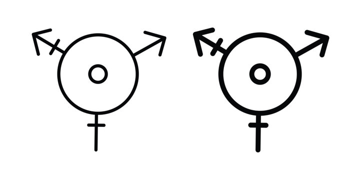Transgender icon vector glyph and thin stroke collection