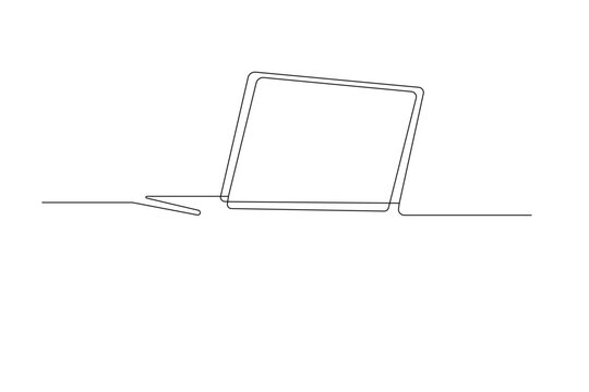 A laptop computer can continuously draw a line drawing as a minimal editable vector for modern digital business
