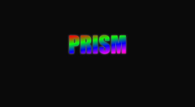 Prism rainbow text animation with vibrant gradient colors on animation