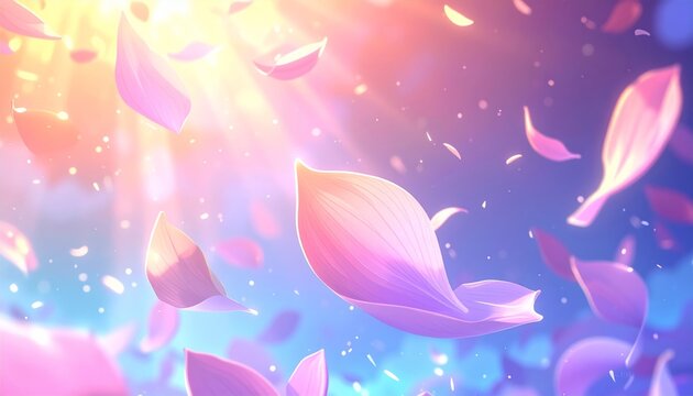 Vibrant pink petals floating gently downwards.