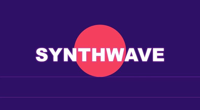 Synthwave retro motion animation background, with vibrant neon typography