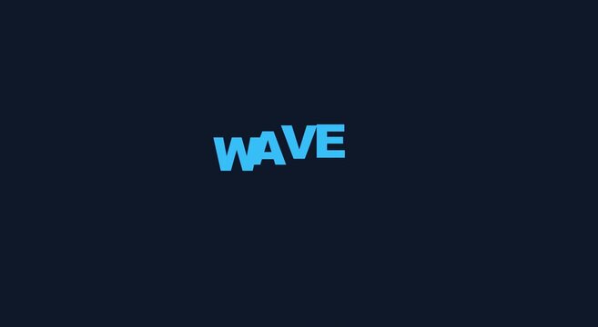 Wave kinetic typography motion on dark minimalist animation background