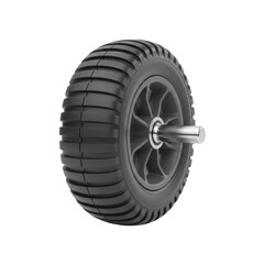 Obraz premium Industrial rubber wheel with metal axle isolated on transparent background