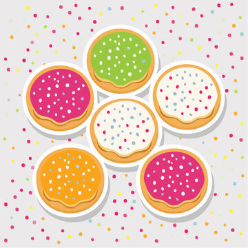 Colorful Frosted Cookies with Sprinkles