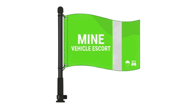 mine vehicle escort flag for workplace safety and industrial transport