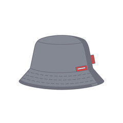 Fototapeta premium Grey Bucket Hat with Red Tag.