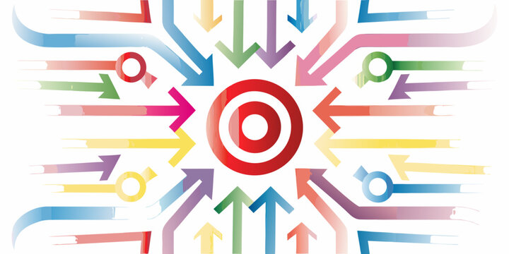 colorful target with multiple arrows pointing to center