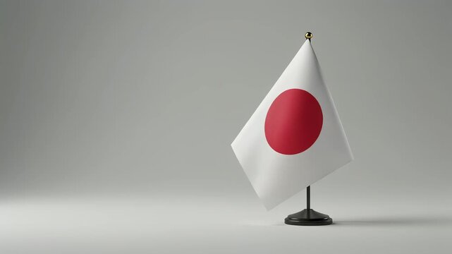 自然光に照らされた小さな日本国旗のミニマルポートレート