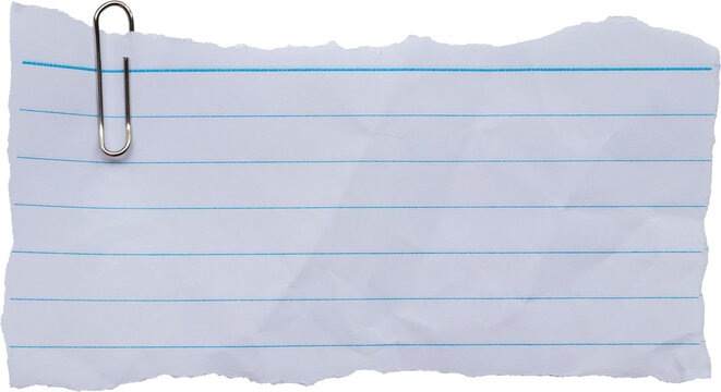 Note paper with clip isolated on white background
