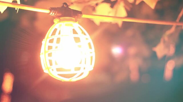 burning lantern in the night