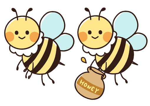 はちみつを運ぶミツバチのイラスト