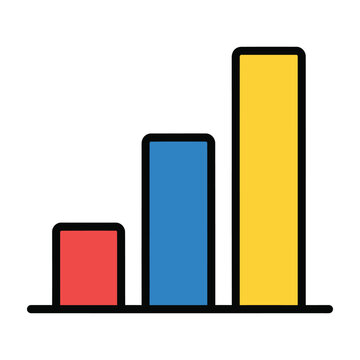 Simple bar chart icon for data statistics and comparison with line art statistics analysis comparison business