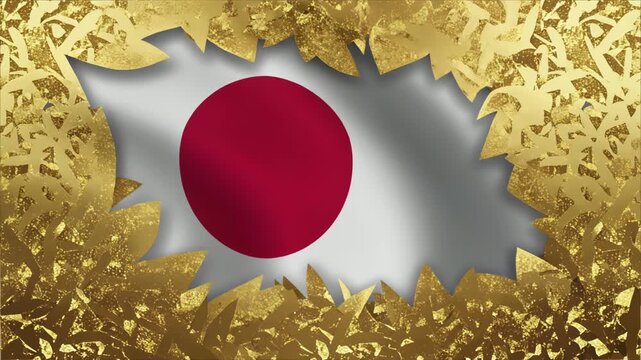 金箔背景に映える豪華な日の丸