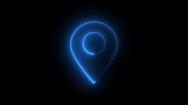 Abstract neon location icon tracking concept