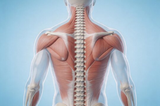 Human back muscle and spine anatomy
