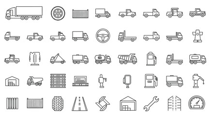 collection of truck and transportation icons high quality © LUNEX