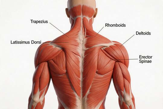 Human muscle anatomy back view