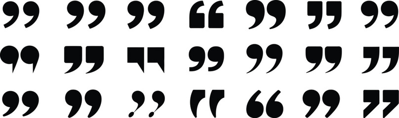 Quote, mark speech icon set featuring quotation symbols for dialogue, typography and communication design, vector illustration collection. © Sohel