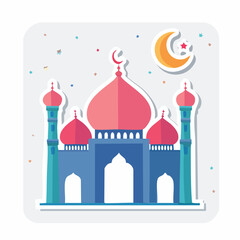 Obraz premium Stylized Mosque with Crescent Moon and Stars