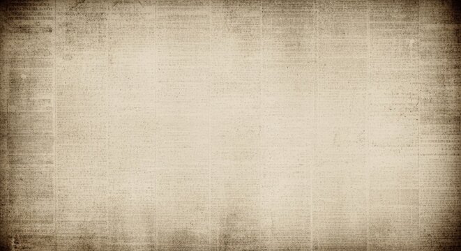 Faded antique newsprint paper with grungy weathered texture and dark vignettes Wallpaper Background image
