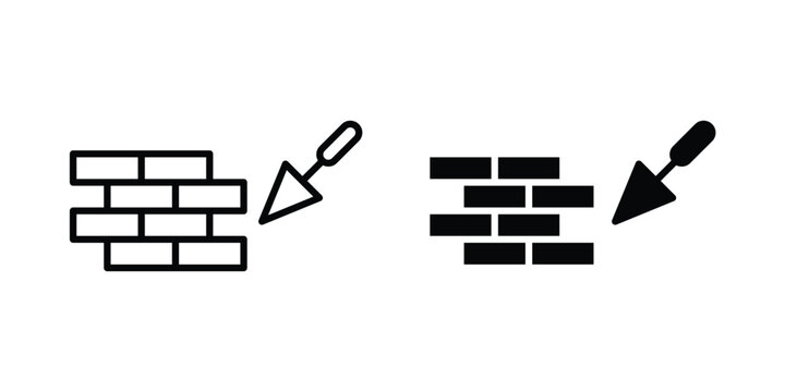 Brickwork icon thin line and black silhouette flat style