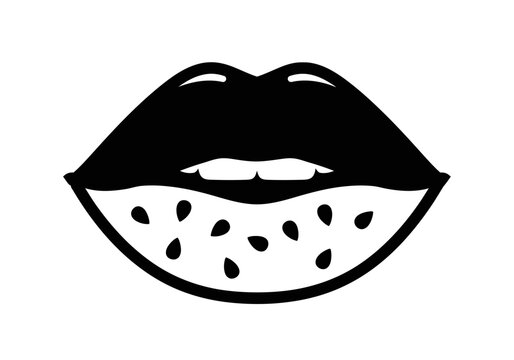 Mouth lips biting watermelon seeds icon