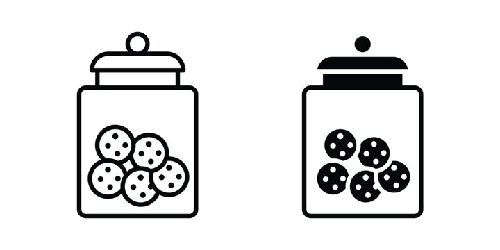 Cookies jar icon thin line and black silhouette flat style