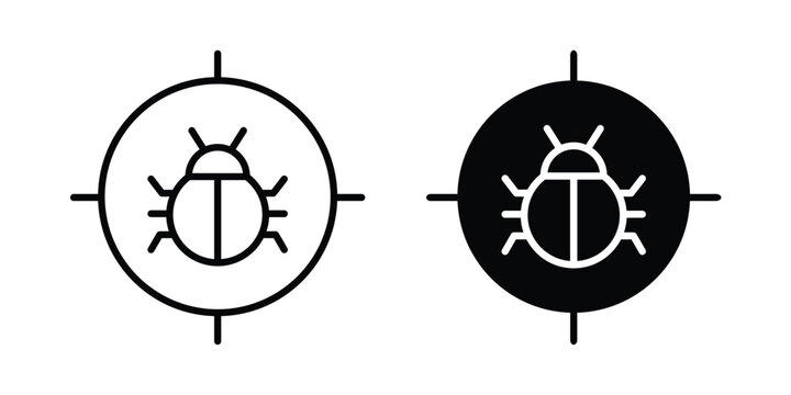 Debug icon thin line and black silhouette flat style