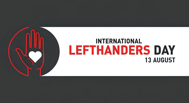 International left handers day 13 august graphic banner with left handed international awareness