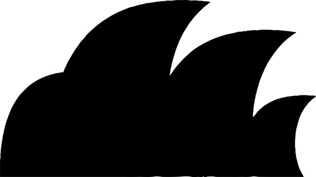 Black silhouette of three crashing waves