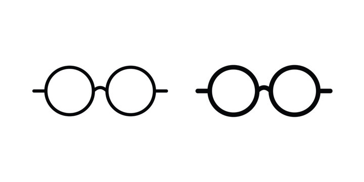 eyeglasses icon thin line and black silhouette flat style