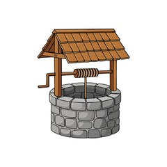 Traditional Stone Wishing Well – Cartoon Vector Illustration © Agus