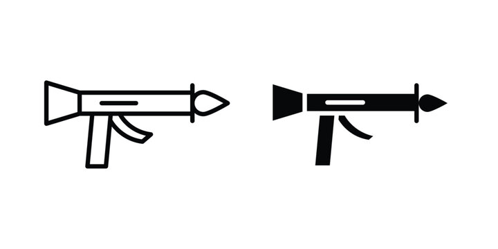 Grenade Launcher icon thin line and black silhouette flat style