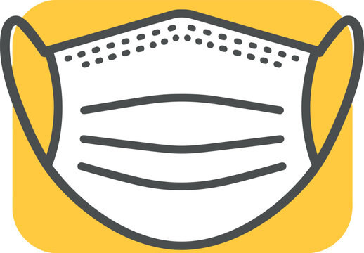 Essential protective face mask line art icon, symbolizing healthcare and medicine safety, hygiene, and public health measures for well-being
